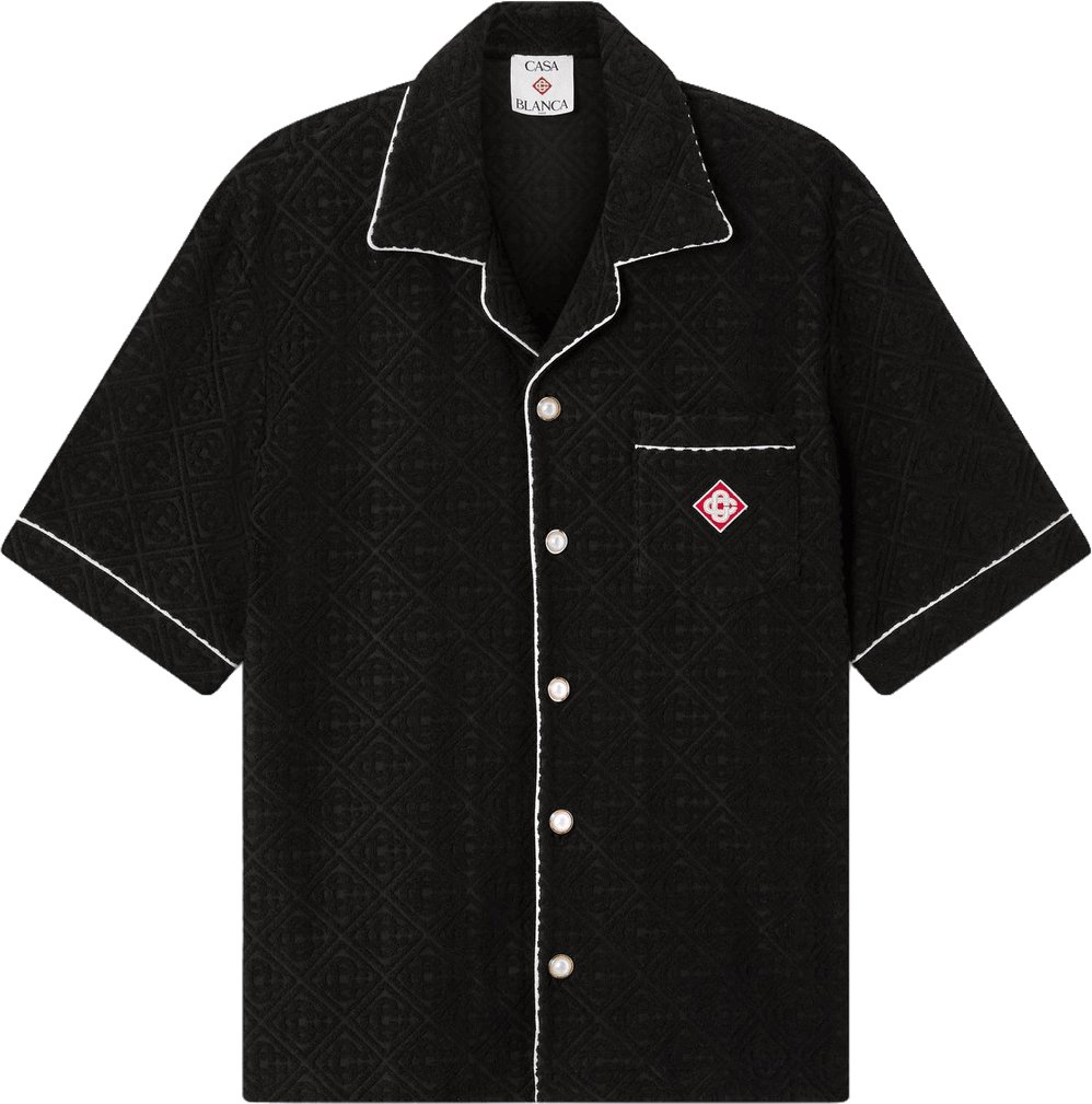 Casablanca BADSTOF OVERHEMD MET MONOGRAM Zwart