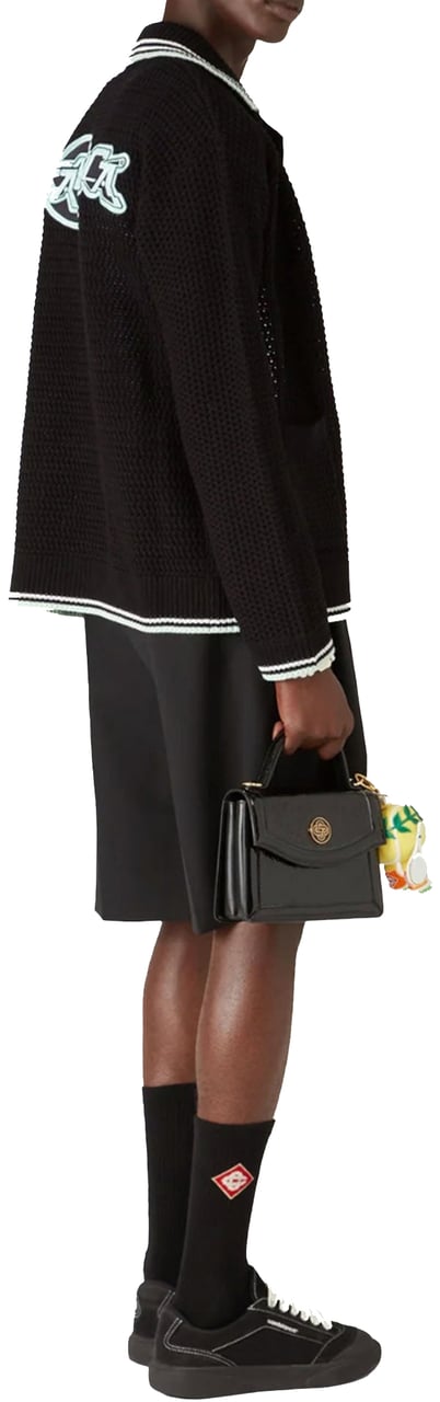 Casablanca EMBROIDERED FAUX CROCHET LONG SLEEVE SHIRT Zwart