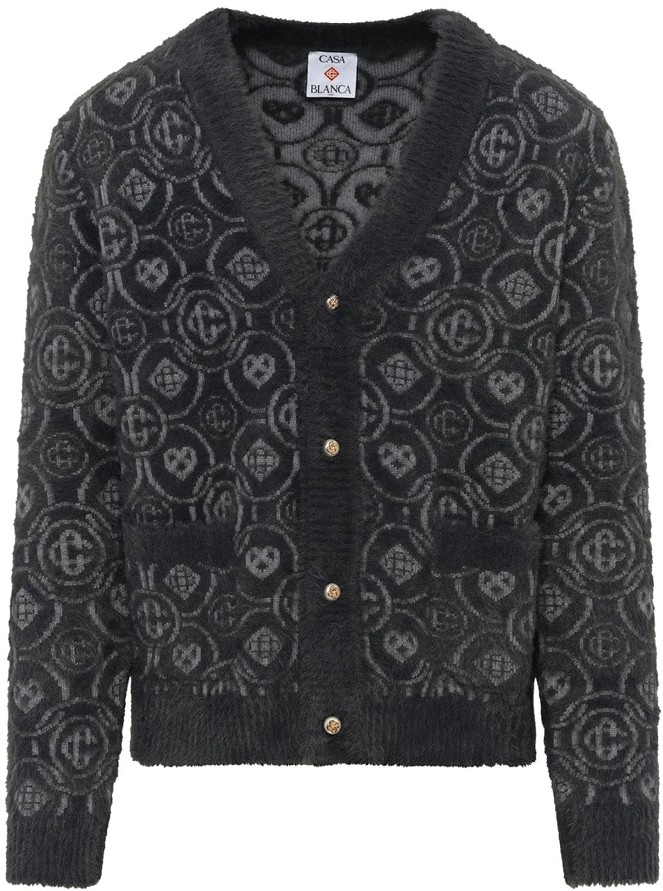 Casablanca FLUFFY MONOGRAM CARDIGAN Zwart