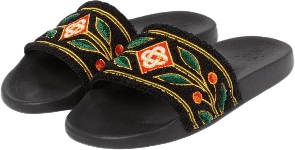 Casablanca GEBORDUURDE BADSTOF SLIPPERS Zwart
