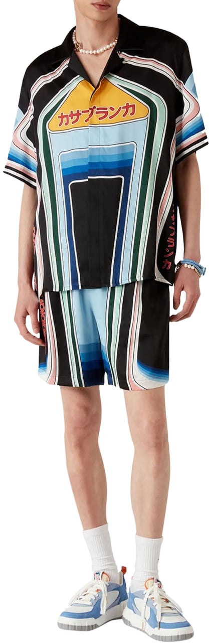 Casablanca GRAPHIC MOUNTAIN CUBAN COLLAR SHORT SLEEVE SILK SHIRT Divers