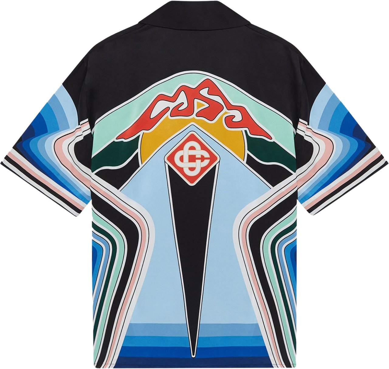 Casablanca GRAPHIC MOUNTAIN CUBAN COLLAR SHORT SLEEVE SILK SHIRT Divers