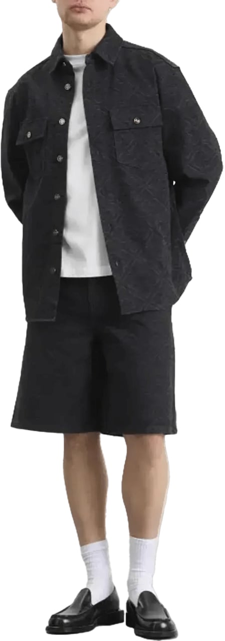 Casablanca ZWART DENIM OVERHEMD MET LASERMONOGRAM Donkergrijs