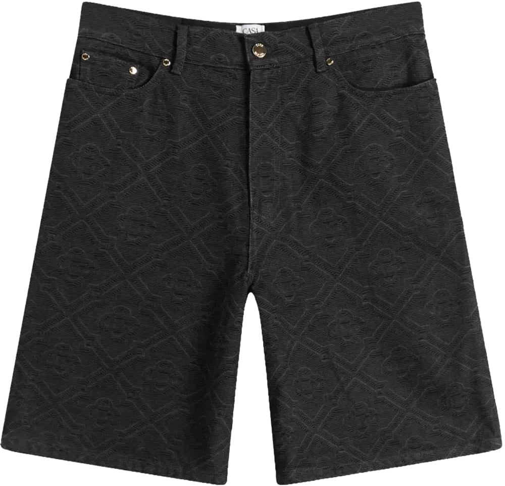 Casablanca ZWARTE DENIM SHORTS MET LASERMONOGRAM Zwart