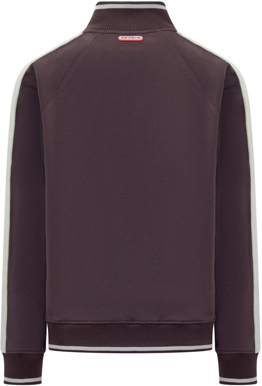 Casablanca Casablanca Felpa Bordeaux con Mezza Zip e Logo Paars