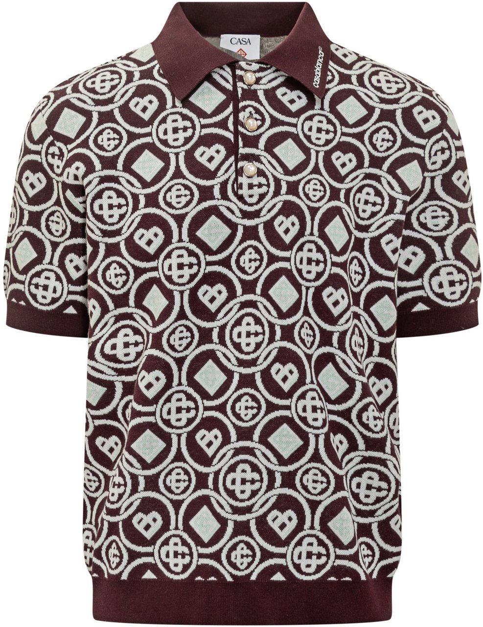 Casablanca Casablanca Polo Bordeaux con Logo All Over Paars