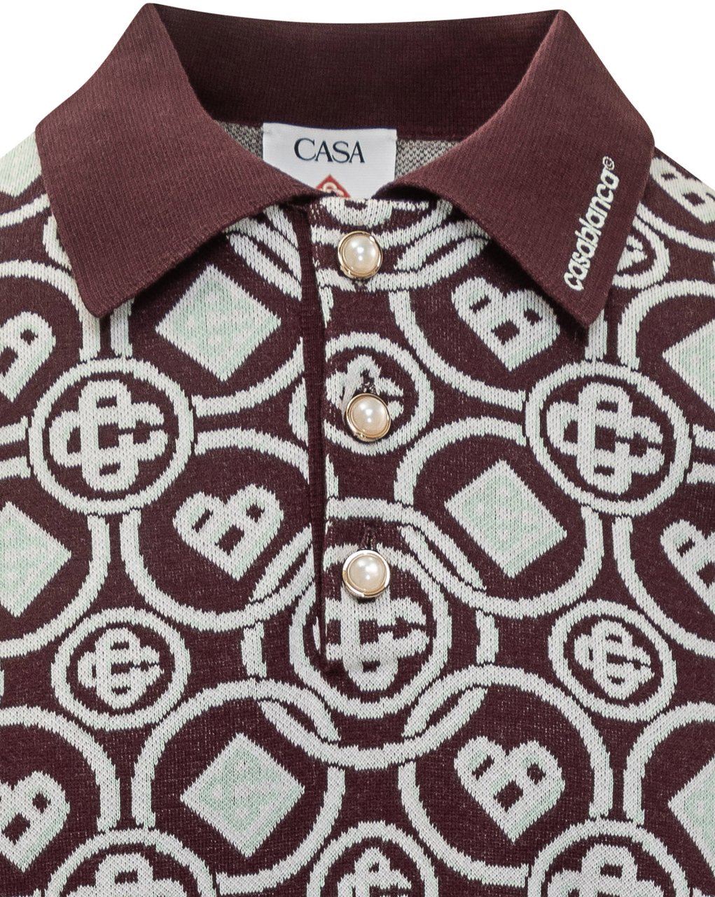 Casablanca Casablanca Polo Bordeaux con Logo All Over Paars
