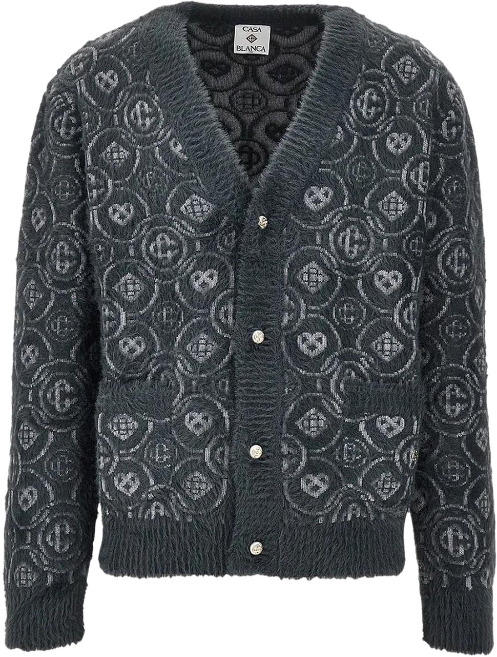 Casablanca Heren FLUFFY MONOGRAM CARDIGAN Grijs