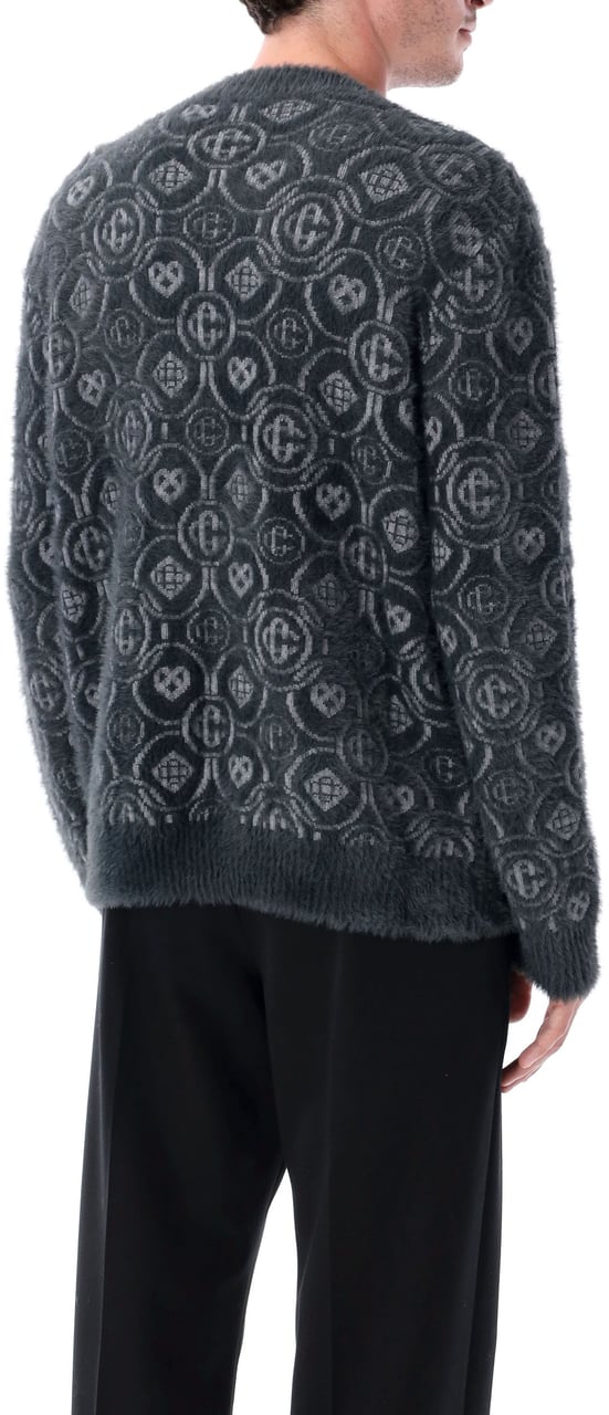 Casablanca Fluffy Monogram Cardigan Wool Mix Bruin