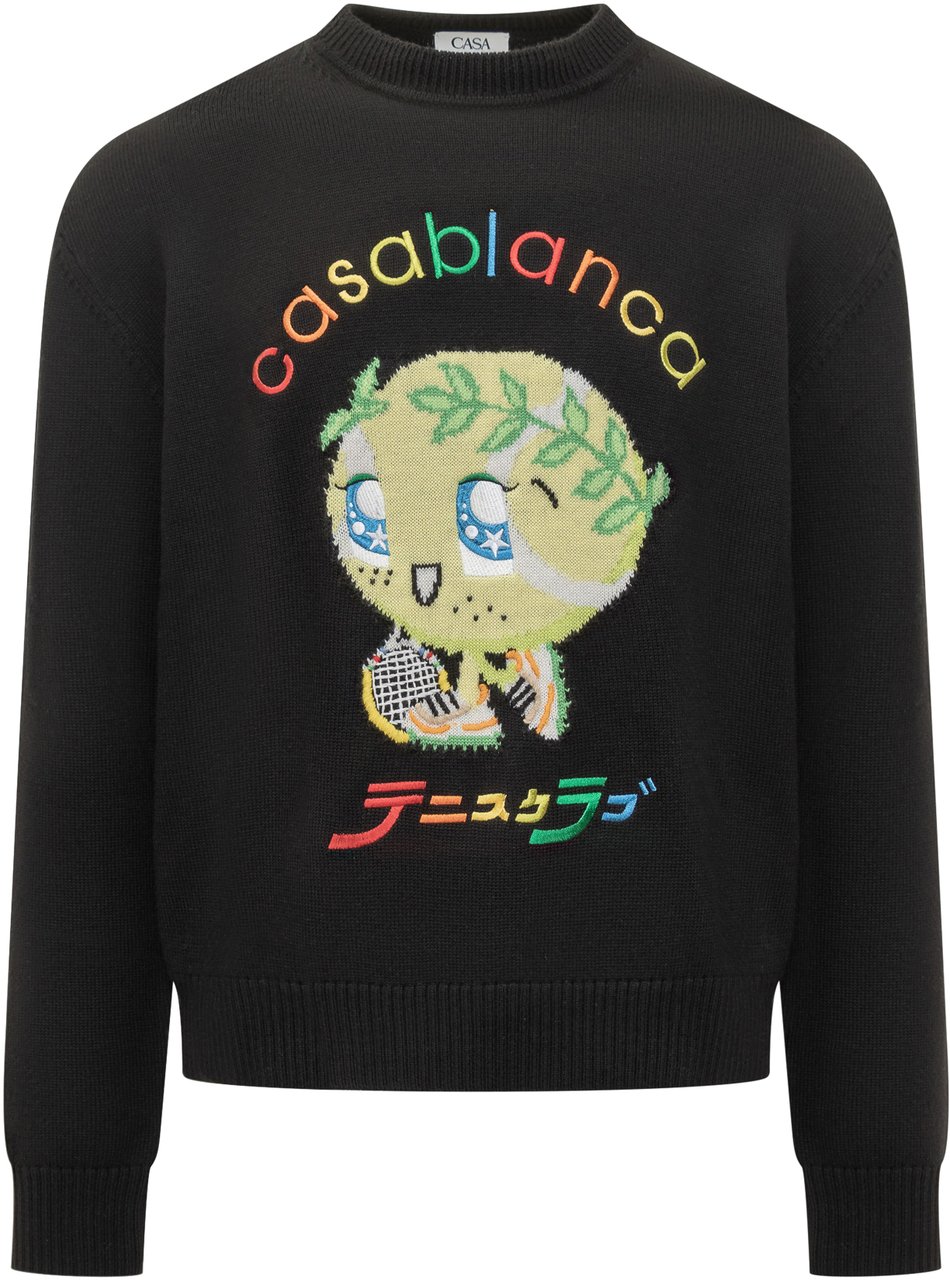 Casablanca Casablanca Maglione Nero con Ricamo Cartoon Multicolor Zwart