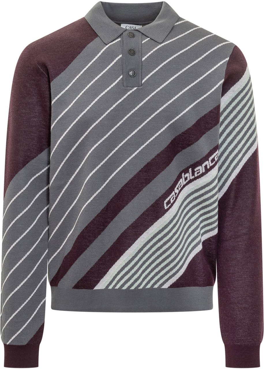 Casablanca Casablanca Maglia Polo Multicolor a Righe con Logo Paars