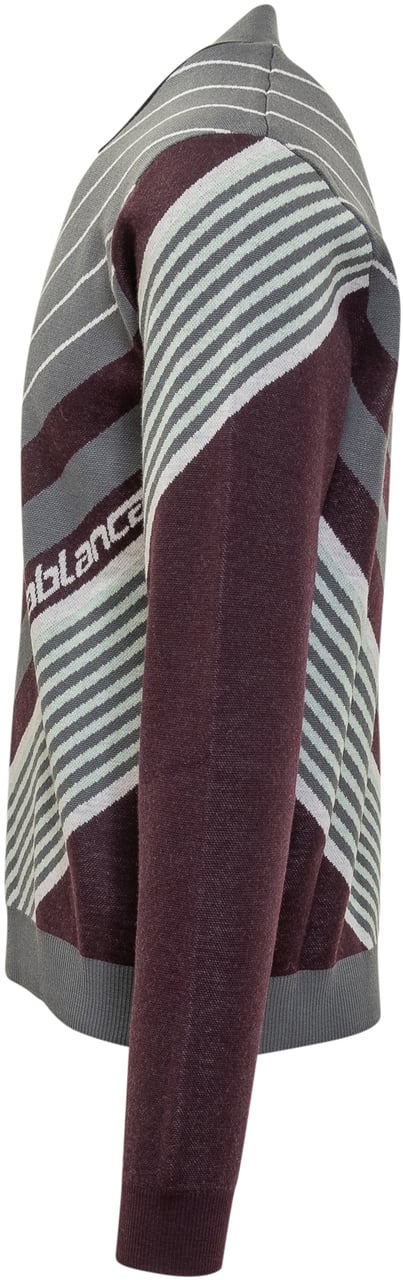 Casablanca Casablanca Maglia Polo Multicolor a Righe con Logo Paars