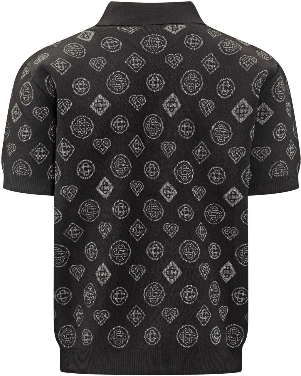 Casablanca Casablanca Polo Nera con Logo All Over Zwart