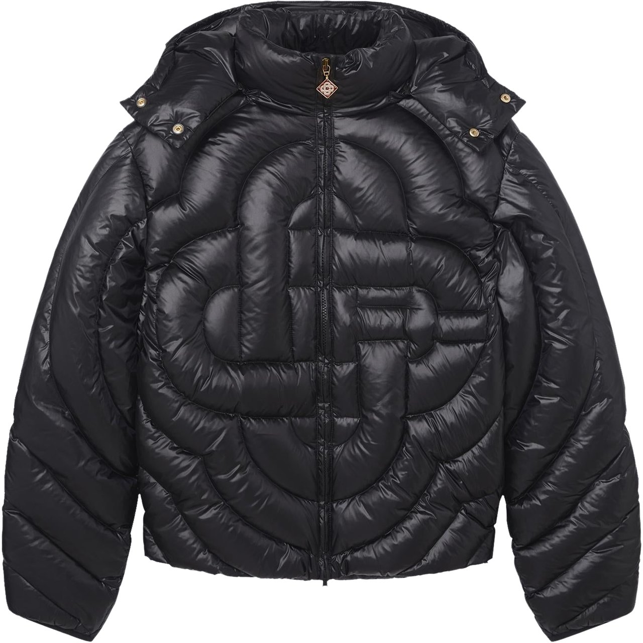 Casablanca Heren Mens CC Quilted Puffer Jacket Zwart