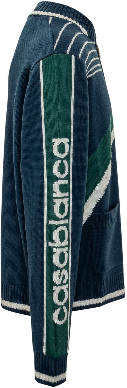 Casablanca Giacca Pyramid con Zip e Motivi Grafici Navy