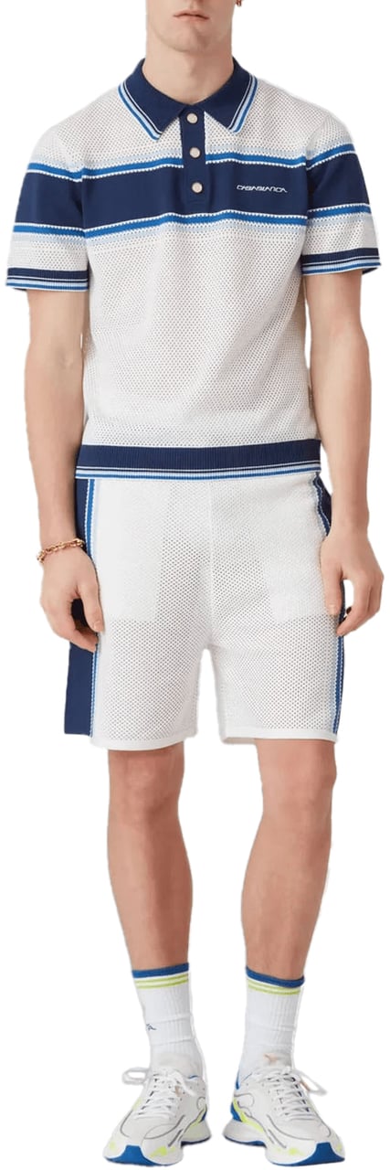 Casablanca Polo shirt met mesh strepen Wit