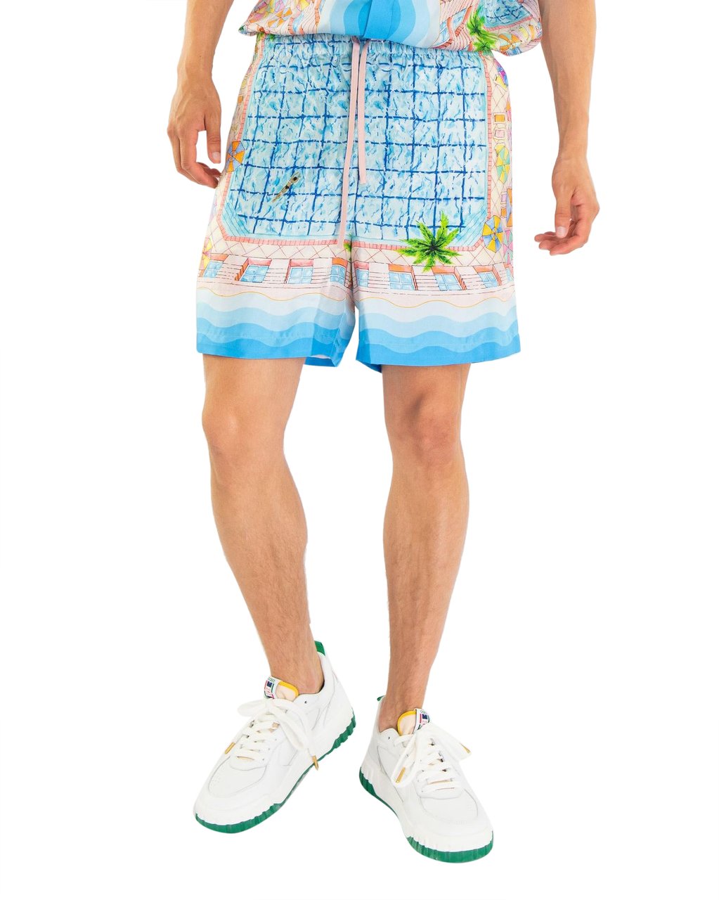 Casablanca Heren Silk Shorts With Drawstrings Blauw