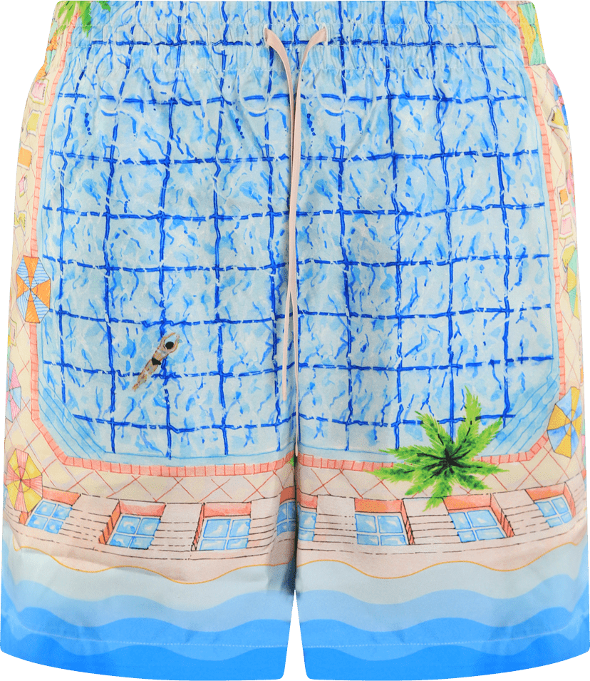 Casablanca Heren Silk Shorts With Drawstrings Blauw