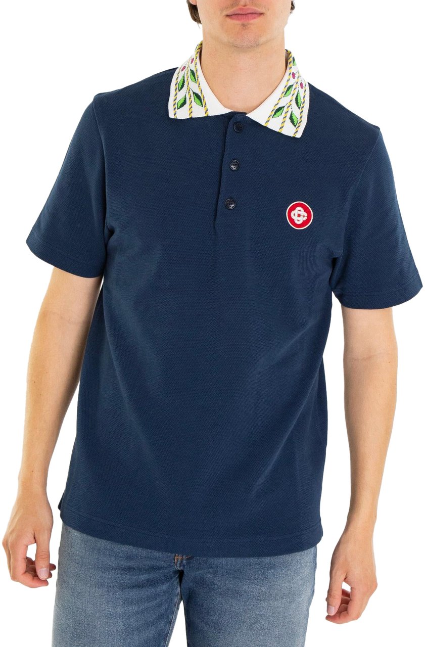 Casablanca Heren Laurel Pique Polo Blauw