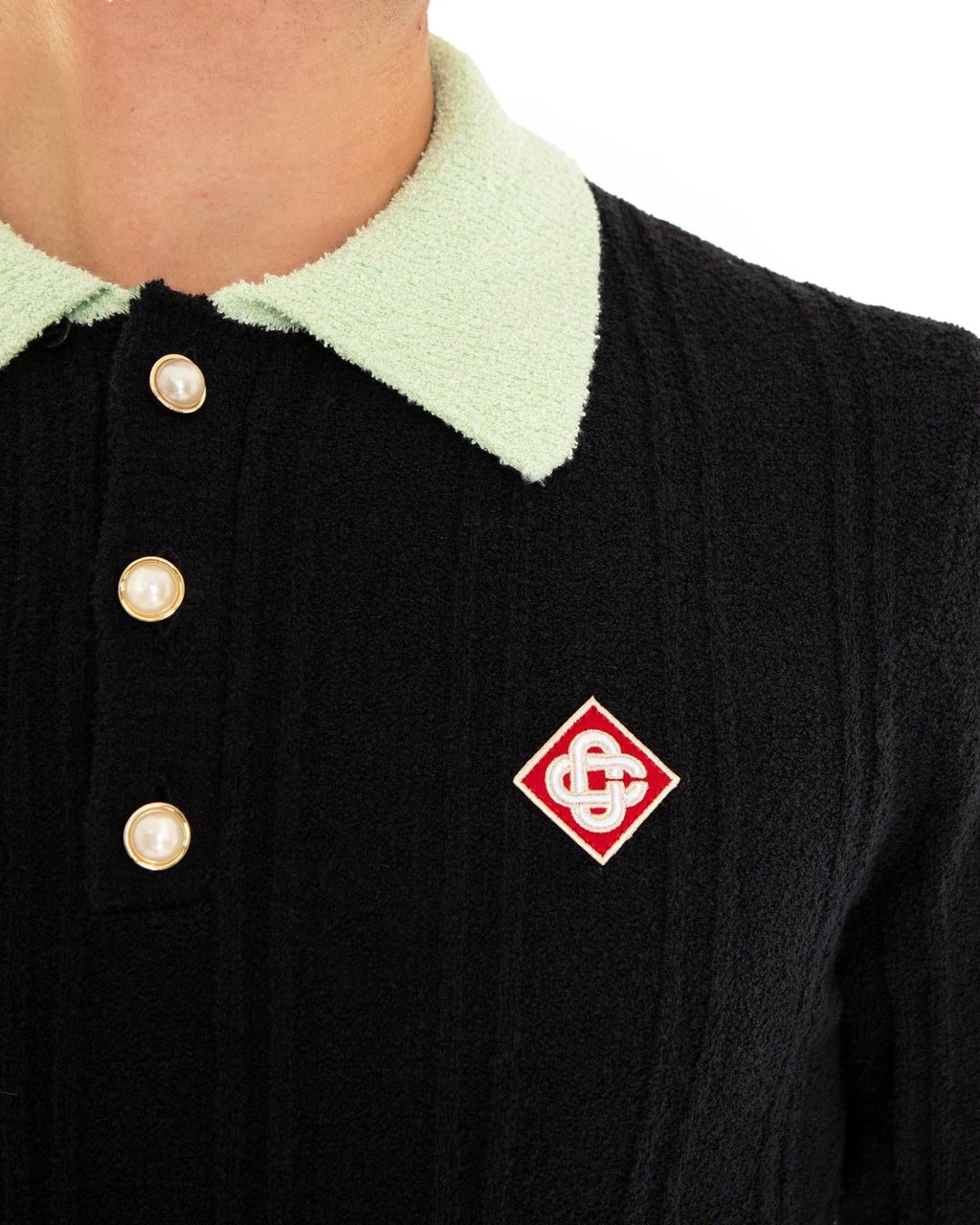 Casablanca Heren Boucle Polo Zwart