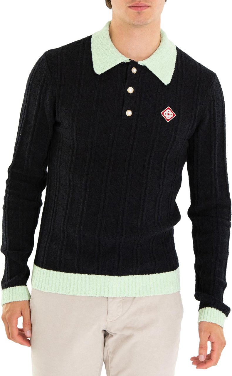 Casablanca Heren Boucle Polo Zwart