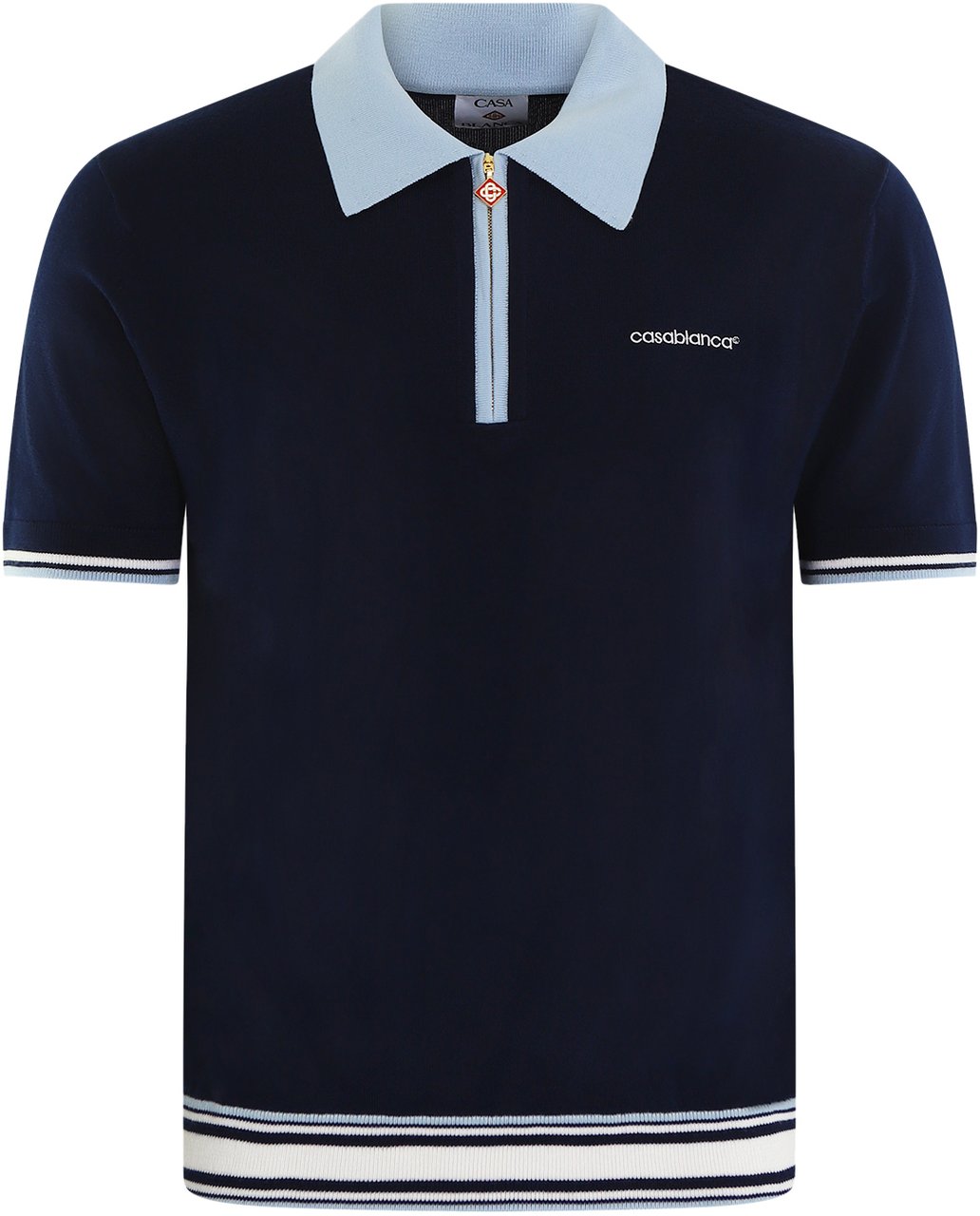 Casablanca Heren Merino Tennis Polo Blauw
