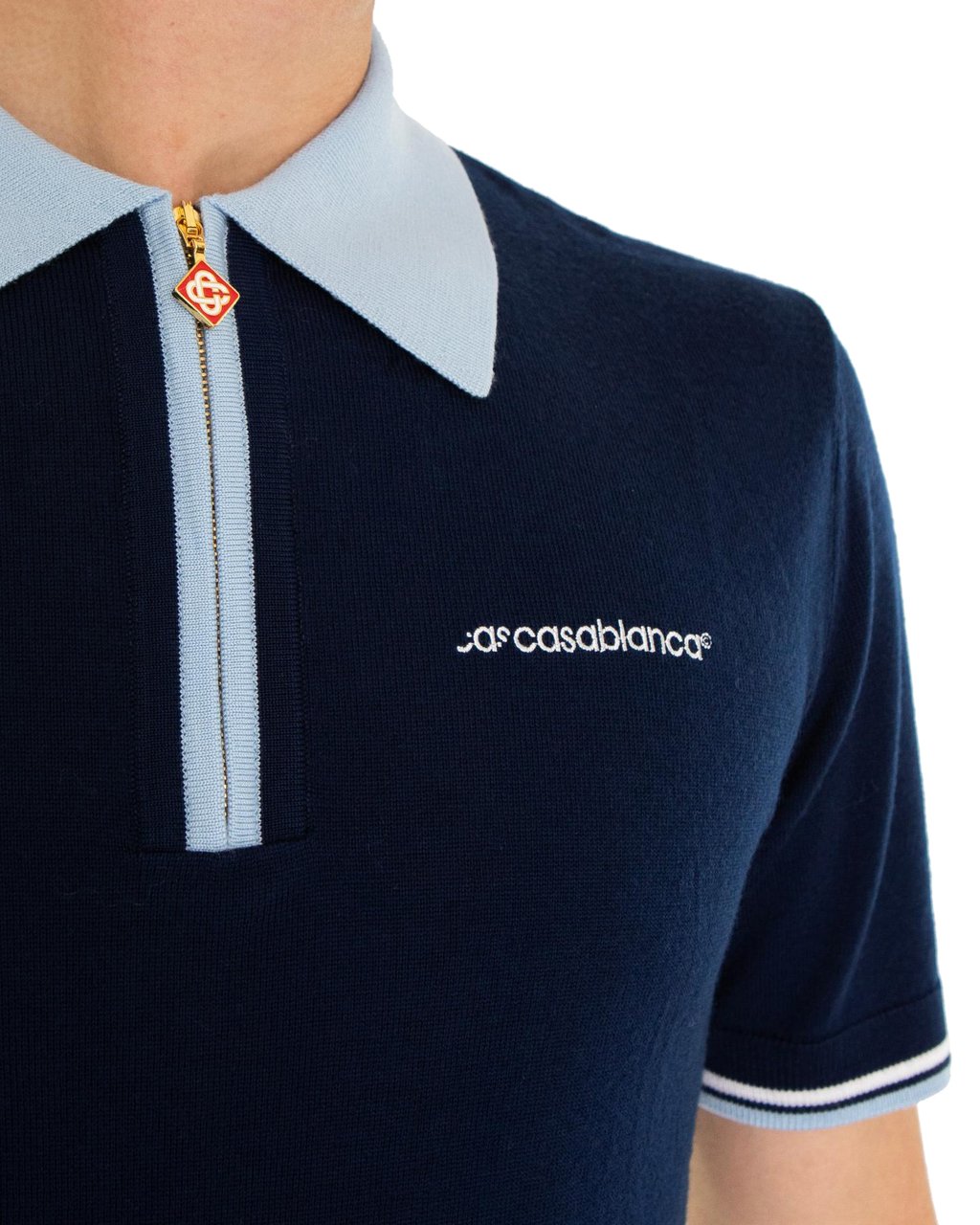 Casablanca Heren Merino Tennis Polo Blauw