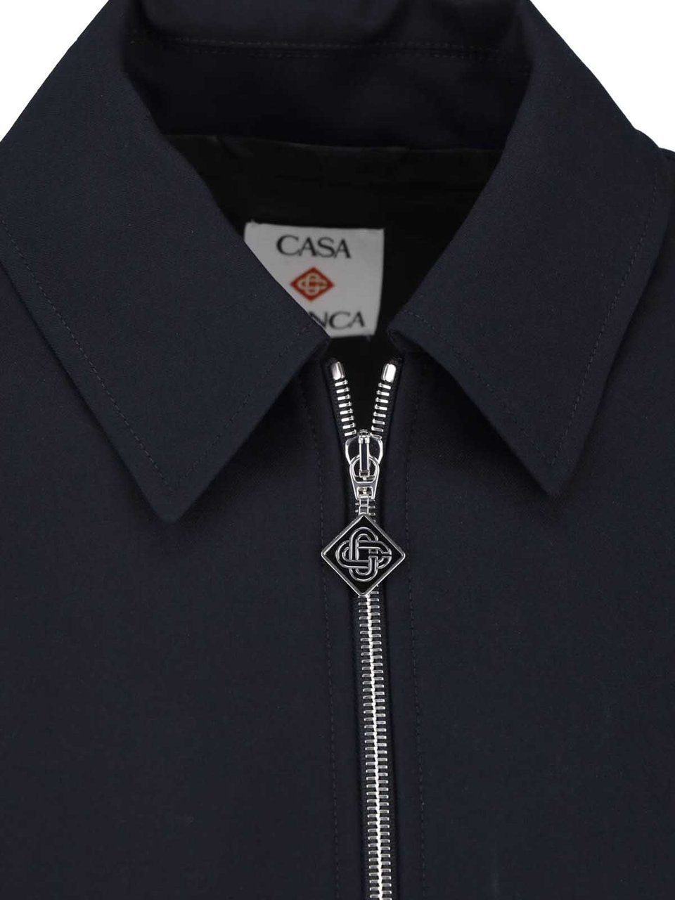 Casablanca Black Virgin Wool Zip Shirt Jacket Zwart