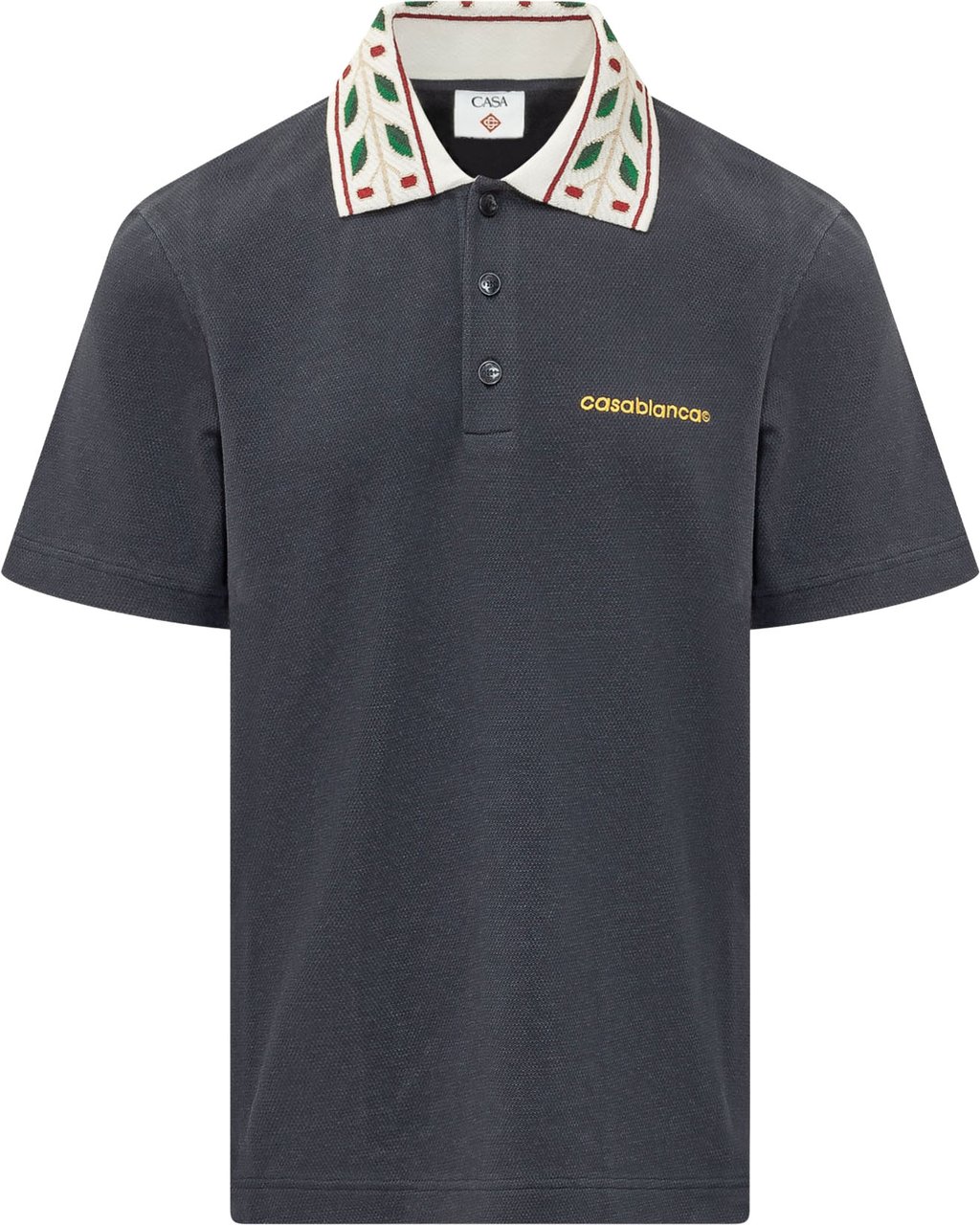 Casablanca Polo Laurel con Colletto Ricamato Donkergrijs