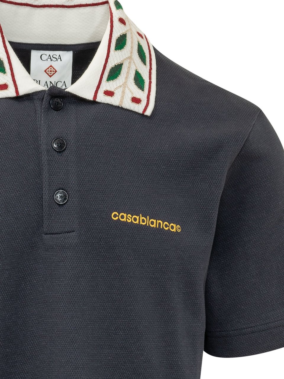 Casablanca Polo Laurel con Colletto Ricamato Donkergrijs