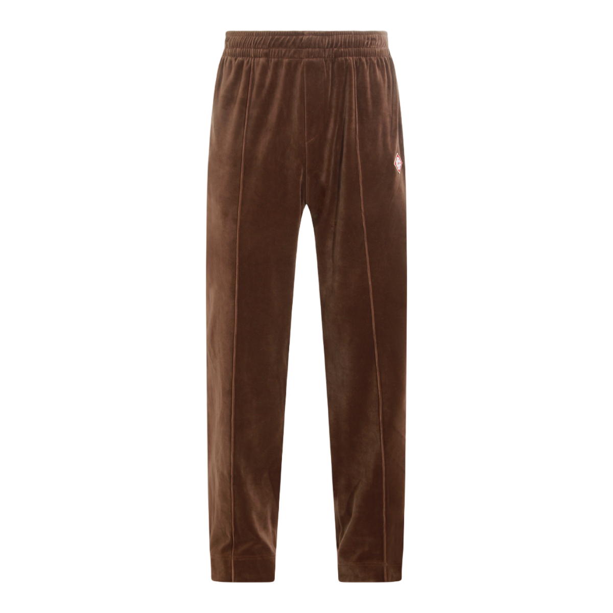 Casablanca Relaxed Brown Velvet Trousers With Side Stripe And Embroidered Logo Zwart