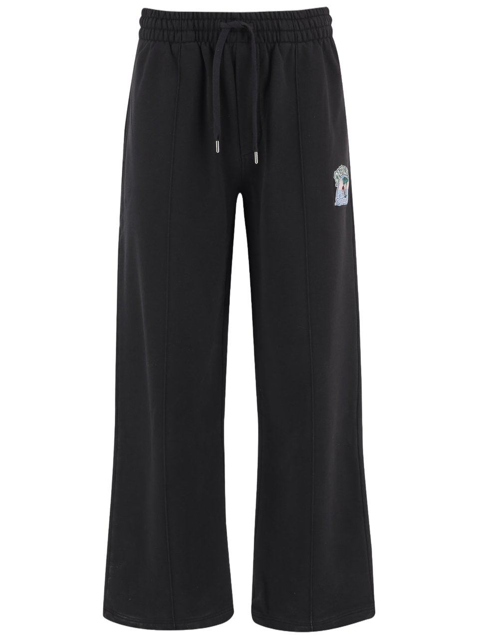 Casablanca Black Elastic Waist Cotton Pants Zwart