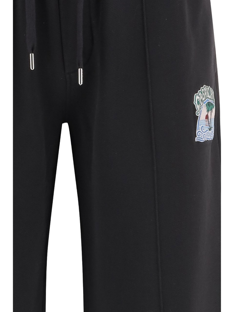 Casablanca Black Elastic Waist Cotton Pants Zwart