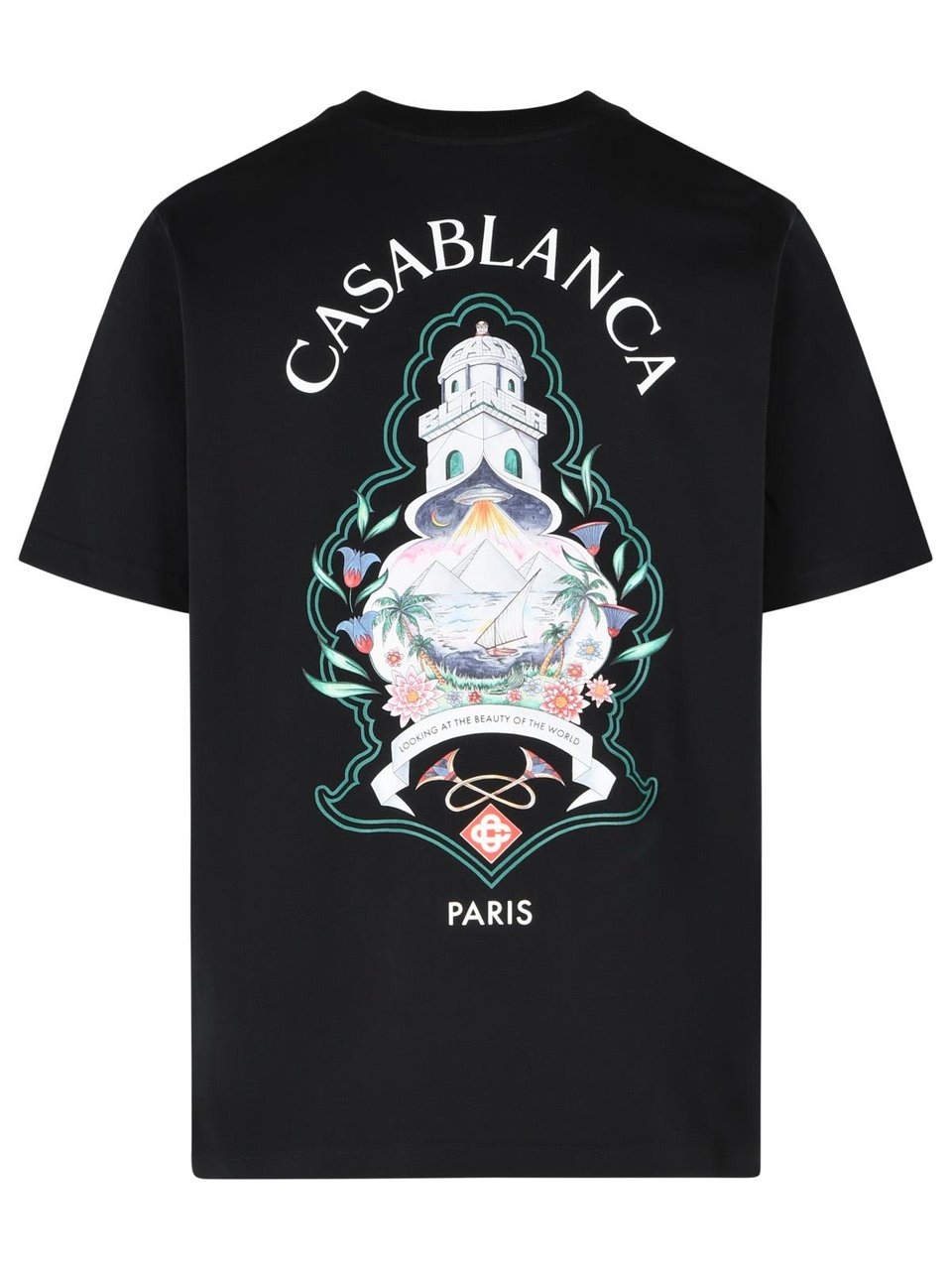 Casablanca 'Hotel Emblem' Black Cotton T-Shirt Zwart