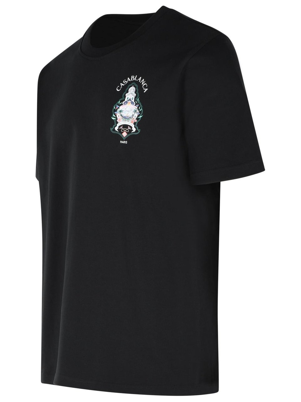 Casablanca 'Hotel Emblem' Black Cotton T-Shirt Zwart
