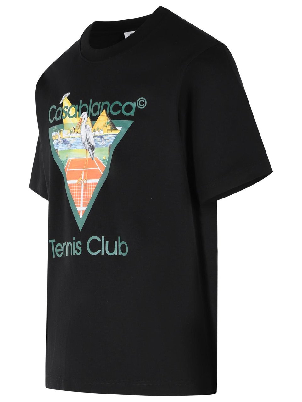 Casablanca 'Tennis Club Triangle' Black Cotton T-Shirt Zwart
