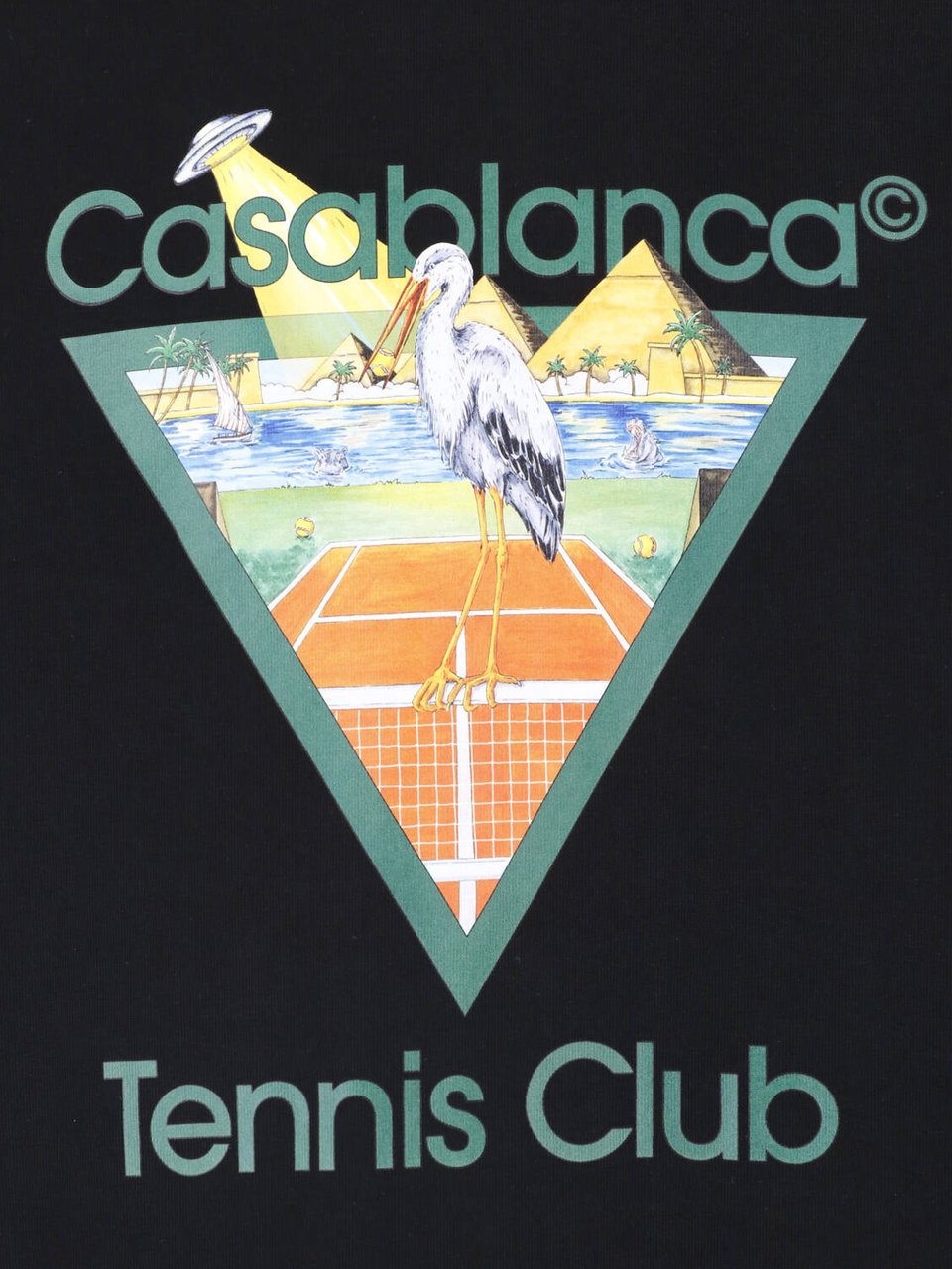 Casablanca Graphic Print Black T-Shirt with Tennis Club Design Zwart