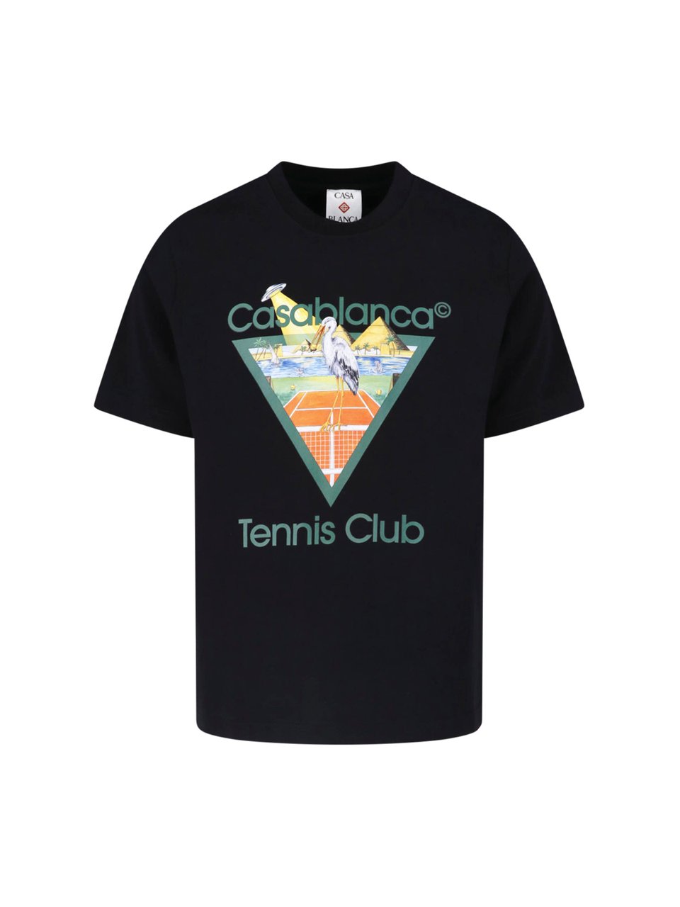 Casablanca Graphic Print Black T-Shirt with Tennis Club Design Zwart