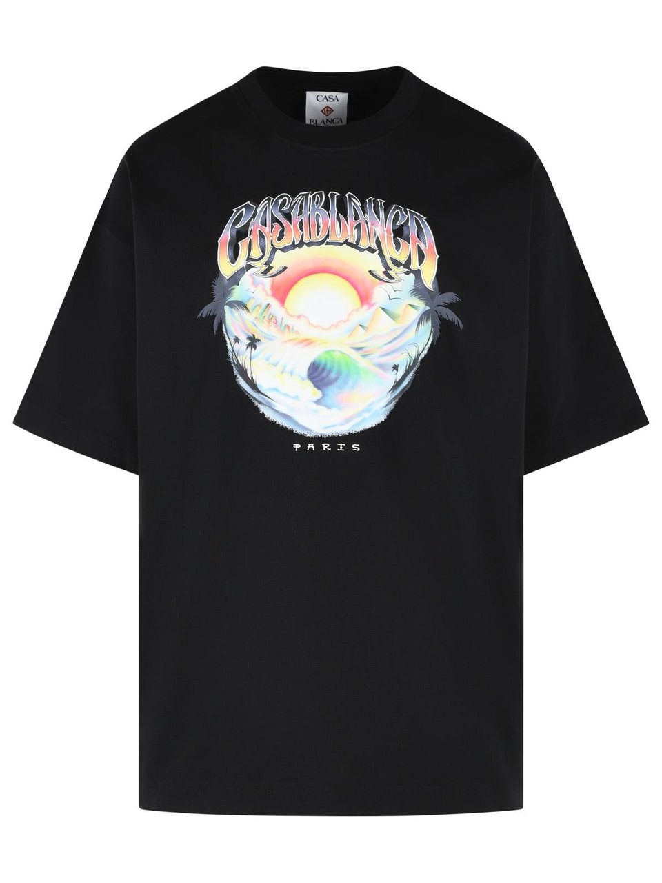 Casablanca 'Casa Airspray' Black Cotton T-Shirt Zwart