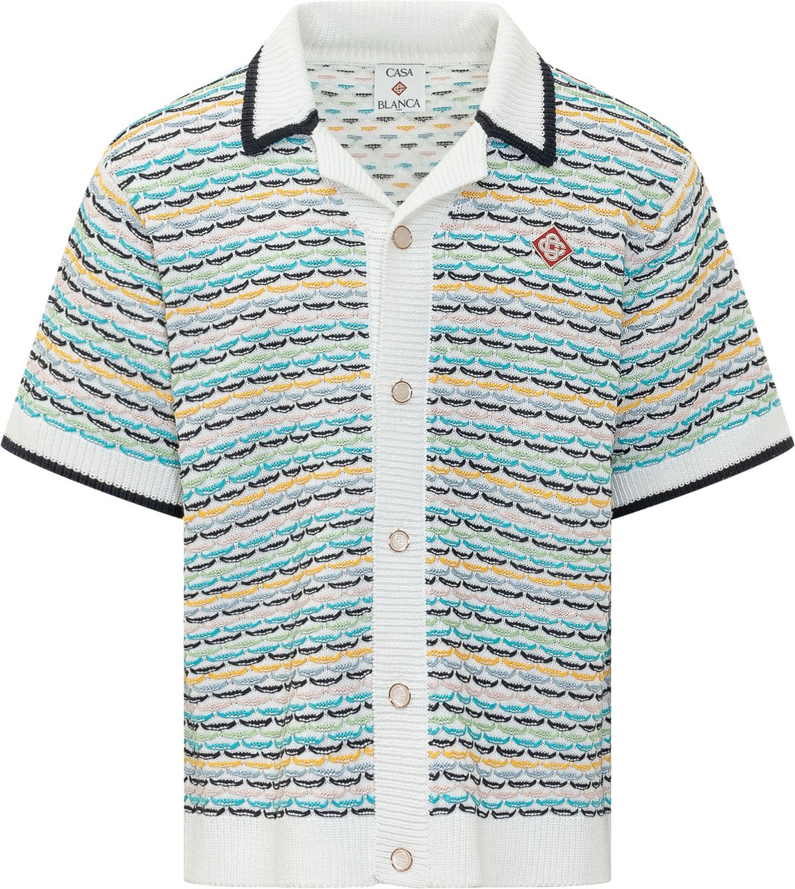 Casablanca Camicia Tuck Stitch a Maniche Corte Wit
