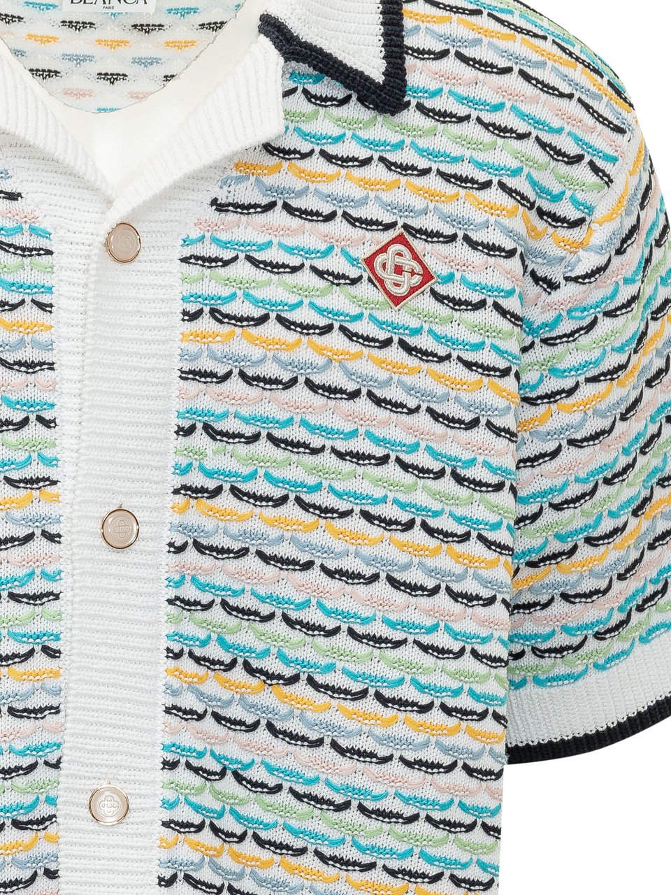 Casablanca Camicia Tuck Stitch a Maniche Corte Wit