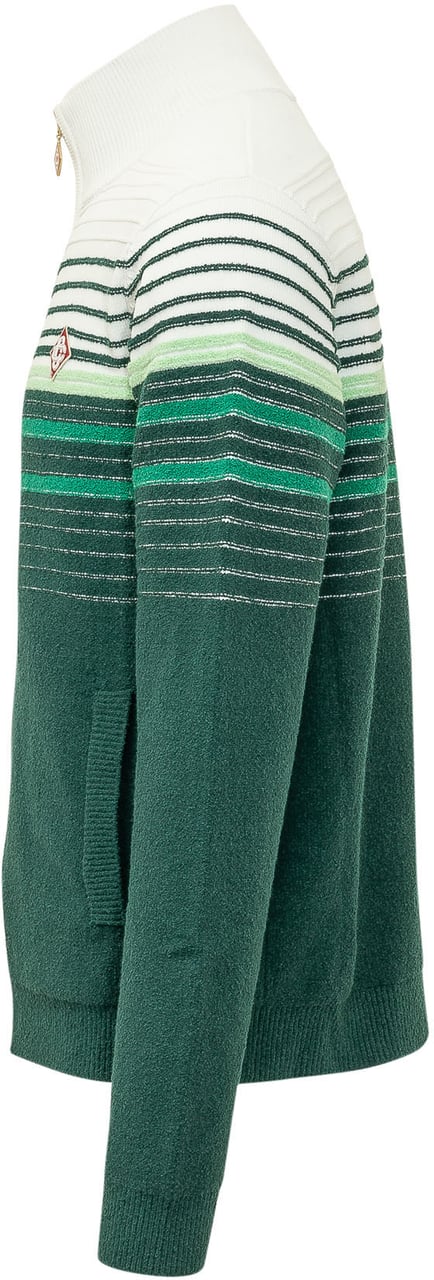 Casablanca Giacca Boucle a Righe con Zip Donkergroen