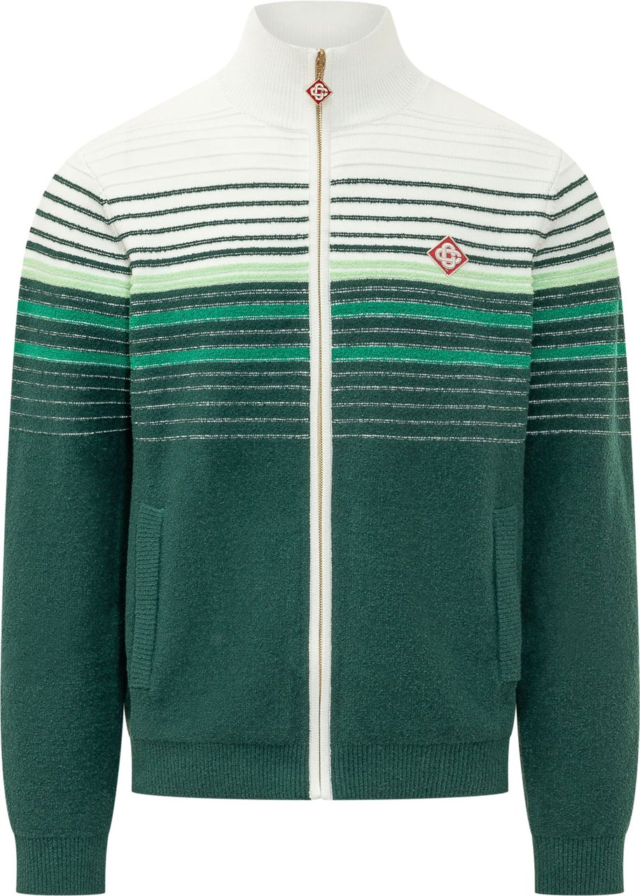 Casablanca Giacca Boucle a Righe con Zip Donkergroen