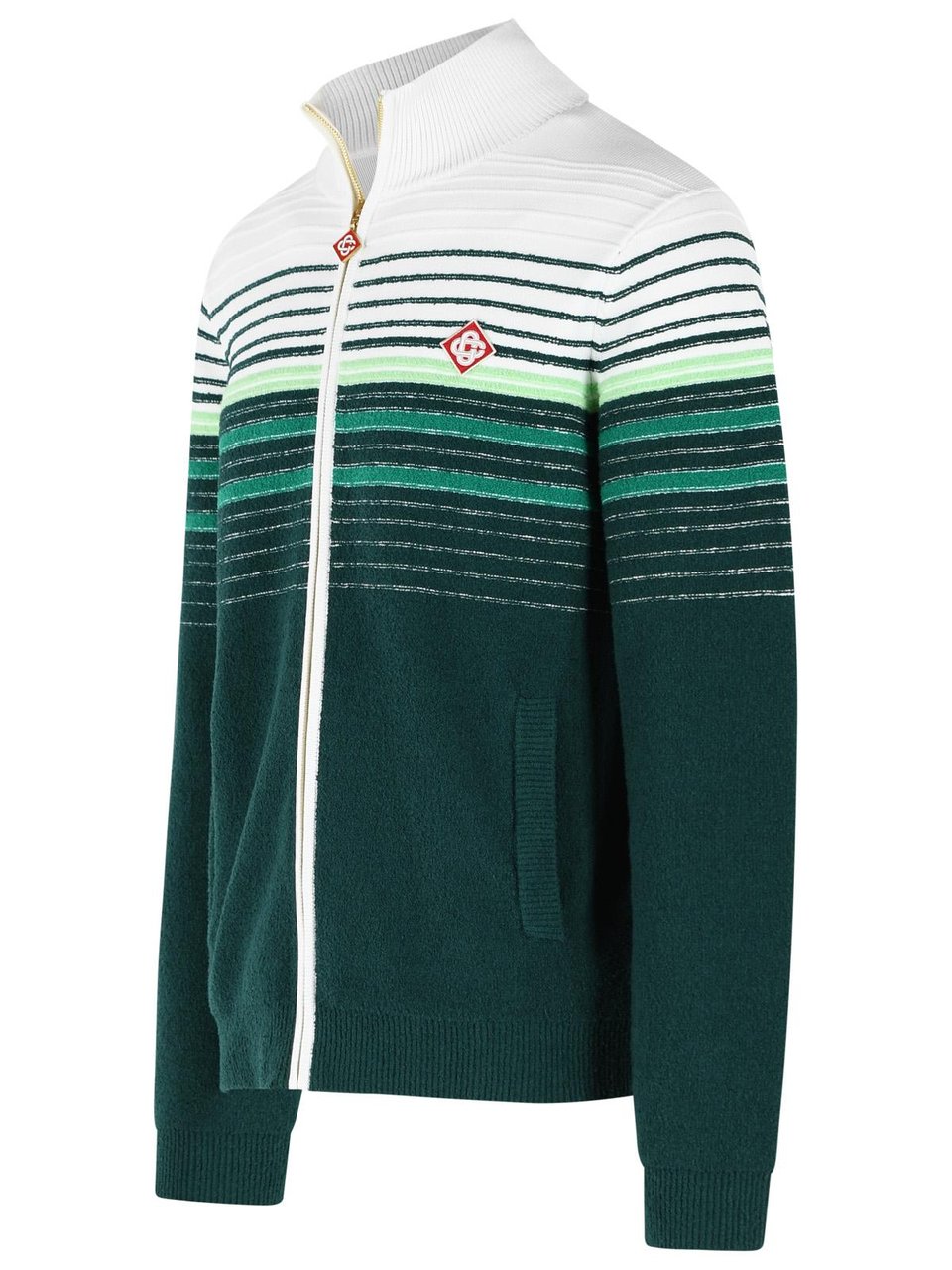 Casablanca Green Cotton Blend Sporty Jacket With Zip Zwart