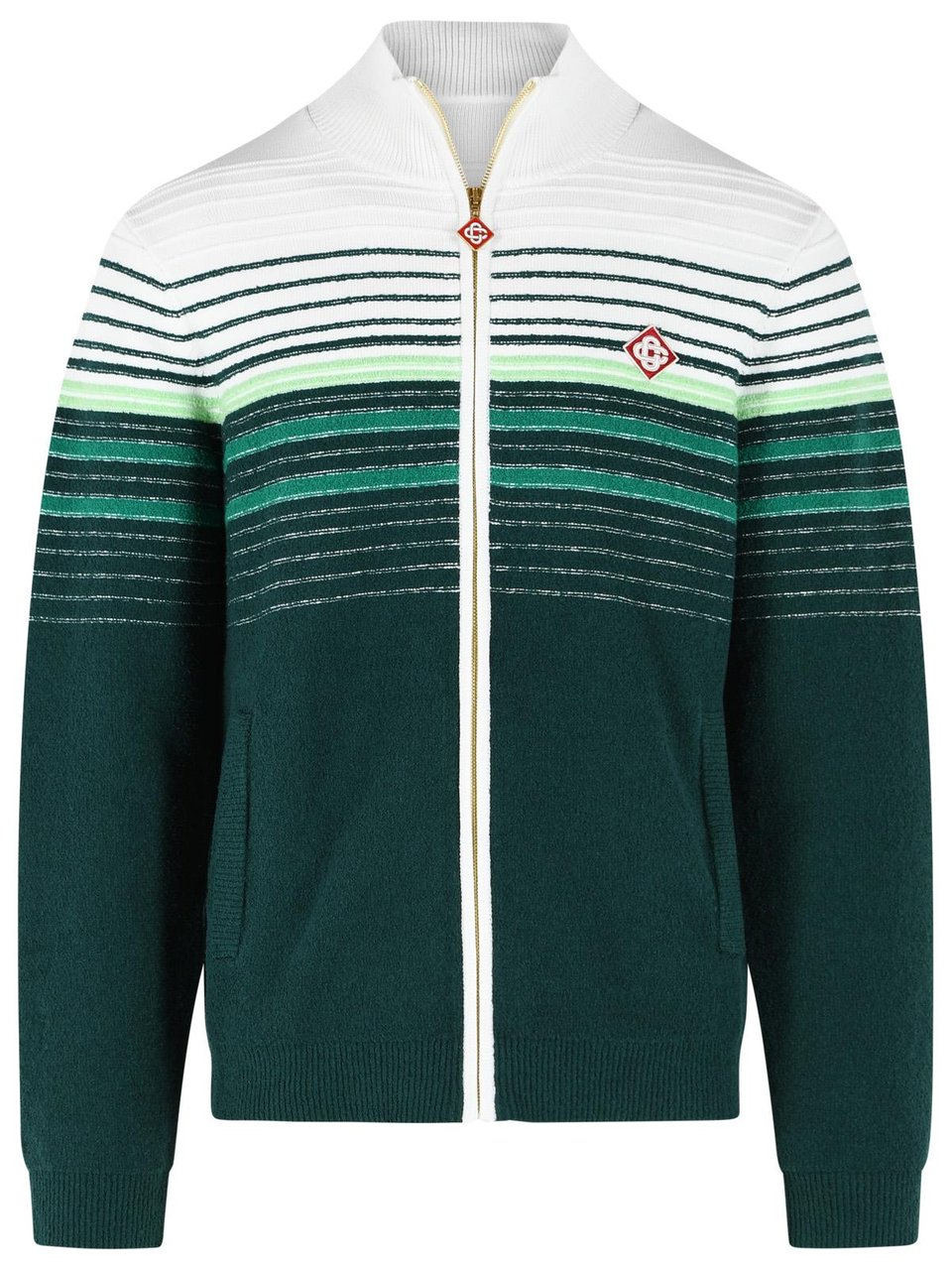 Casablanca Green Cotton Blend Sporty Jacket With Zip Zwart