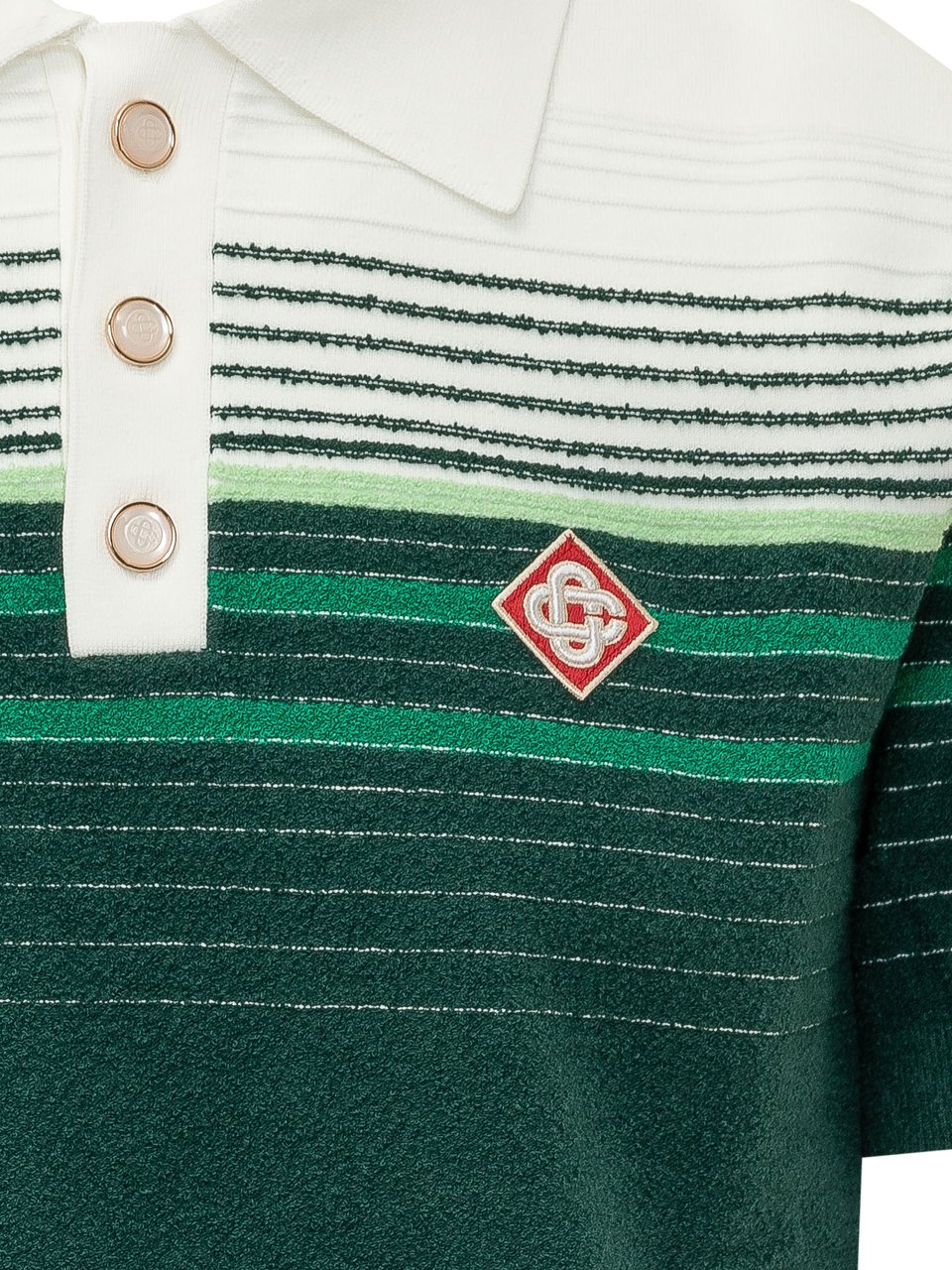 Casablanca Polo a Righe con Patch Donkergroen