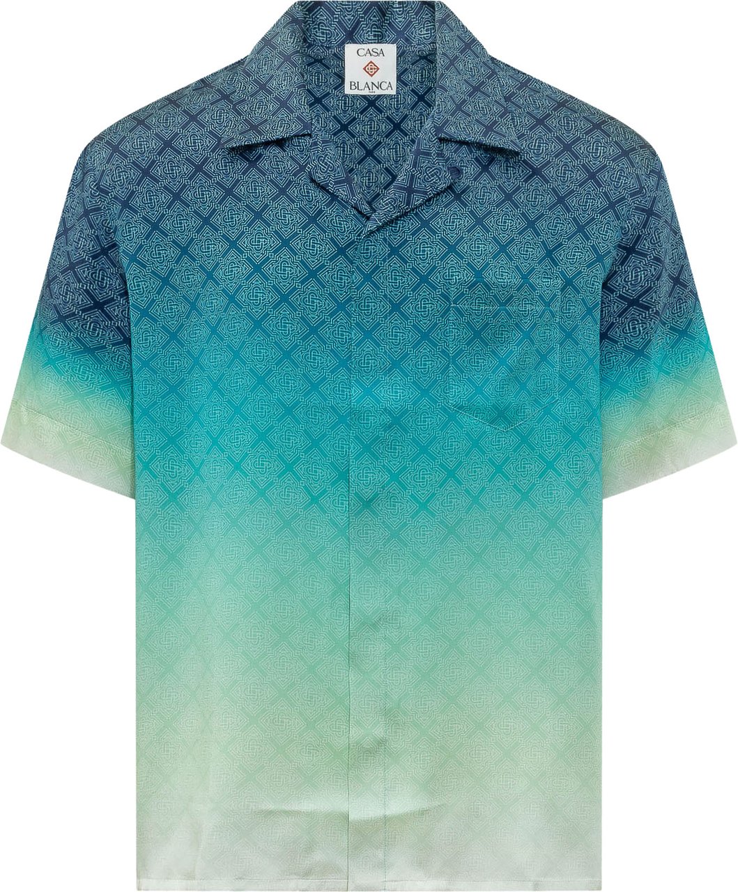 Casablanca Camicia Sfumata con Motivo Geometrico Cyaan
