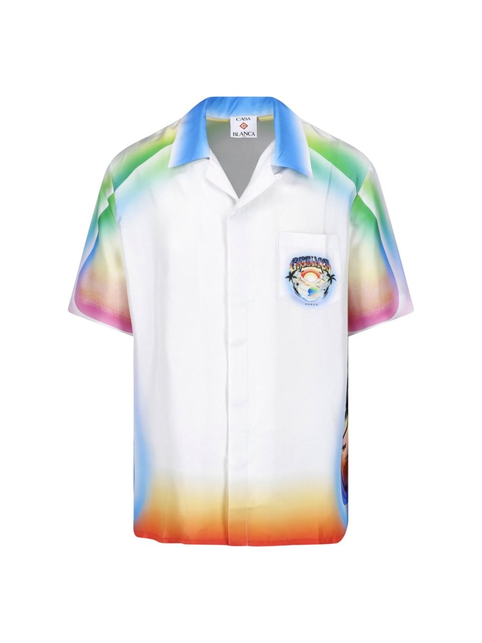 Casablanca Gradient Short-Sleeve Shirt With Sunset Print Wit