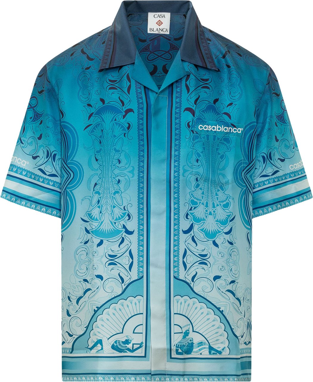 Casablanca Camicia con Stampa Ornamentale Cyaan