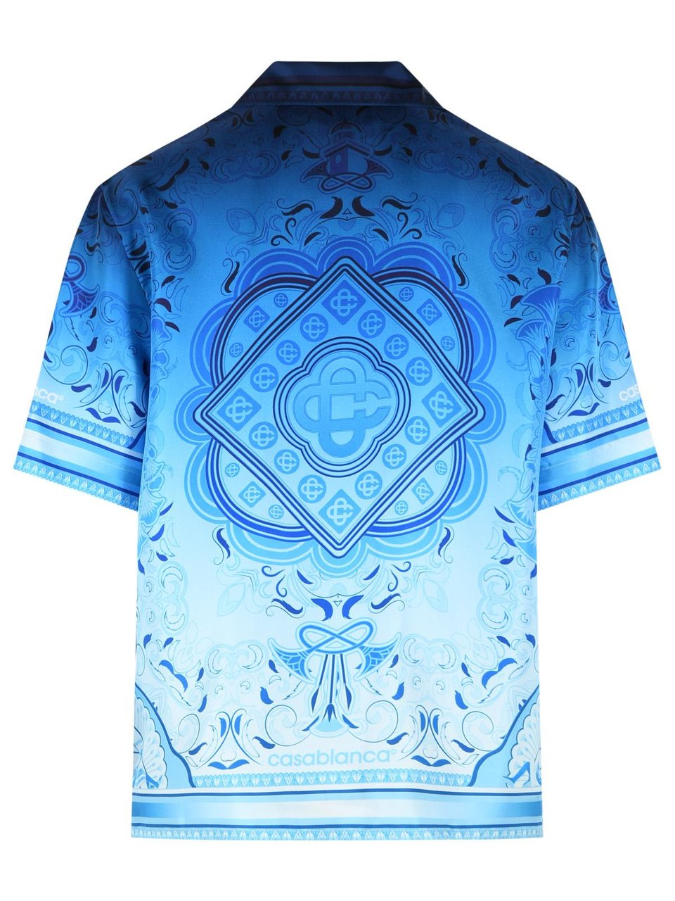 Casablanca 'Egyption Rug' Light Blue Silk Shirt Blauw